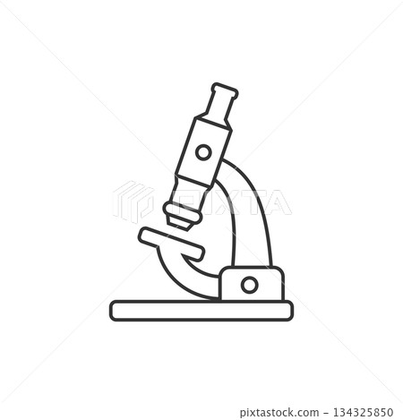 Microscope icon in flat style. Laboratory magnifier vector illustration on isolated background. Biology instrument sign business concept. 134325850