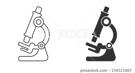 Microscope icon in flat style. Laboratory magnifier vector illustration on isolated background. Biology instrument sign business concept. Microscope icon in flat style. Laboratory magnifier vector illustration on isolated background. Biology instrument sign business concept. 134325867