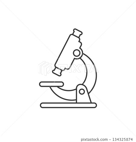 Microscope icon in flat style. Laboratory magnifier vector illustration on isolated background. Biology instrument sign business concept. 134325874