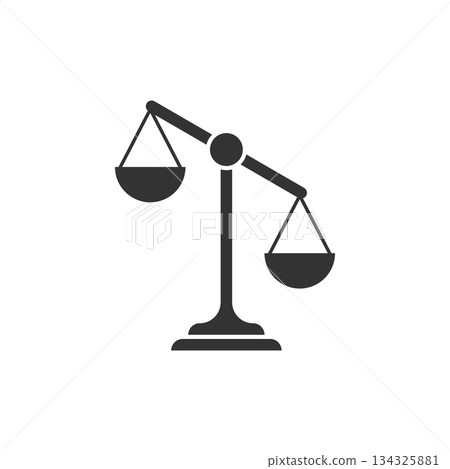Scales icon in flat style. Libra vector illustration on isolated background. Mass comparison sign business concept. Scales icon in flat style. Libra vector illustration on isolated background. Mass comparison sign business concept. 134325881