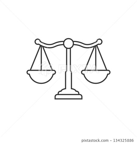 Scales icon in flat style. Libra vector illustration on isolated background. Mass comparison sign business concept. Scales icon in flat style. Libra vector illustration on isolated background. Mass comparison sign business concept. 134325886
