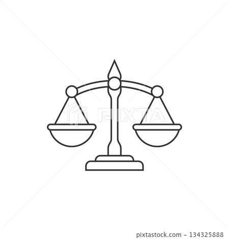 Scales icon in flat style. Libra vector illustration on isolated background. Mass comparison sign business concept. Scales icon in flat style. Libra vector illustration on isolated background. Mass comparison sign business concept. 134325888