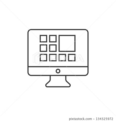 Personal computer in flat style. Desktop pc vector illustration on isolated background. Monitor display sign business concept. 134325972
