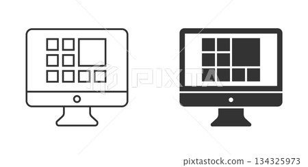 Personal computer in flat style. Desktop pc vector illustration on isolated background. Monitor display sign business concept. 134325973