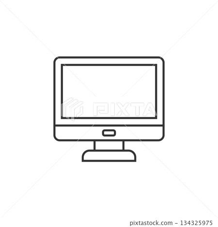 Personal computer in flat style. Desktop pc vector illustration on isolated background. Monitor display sign business concept. 134325975
