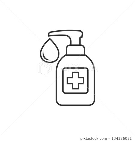 Hand sanitizer icon in flat style. Antiseptic bottle vector illustration on isolated background. Disinfect gel sign business concept. Hand sanitizer icon in flat style. Antiseptic bottle vector illustration on isolated background. Disinfect gel sign business concept. 134326051