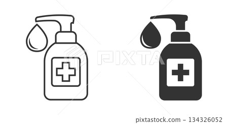 Hand sanitizer icon in flat style. Antiseptic bottle vector illustration on isolated background. Disinfect gel sign business concept. Hand sanitizer icon in flat style. Antiseptic bottle vector illustration on isolated background. Disinfect gel sign business concept. 134326052