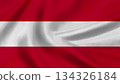 National flag of Austria (red-white-red) with fabric texture, close-up. 134326184