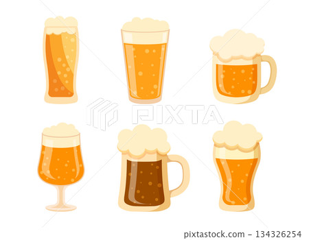 Beer glass icon set collection in flat style. Alcohol mug vector illustration on isolated background. Beverage drink sign business concept. Beer glass icon set collection in flat style. Alcohol mug vector illustration on isolated background. Beverage drink sign business concept. 134326254