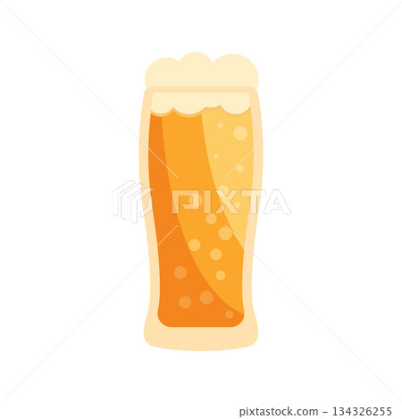 Beer glass icon in flat style. Alcohol mug vector illustration on isolated background. Beverage drink sign business concept. 134326255