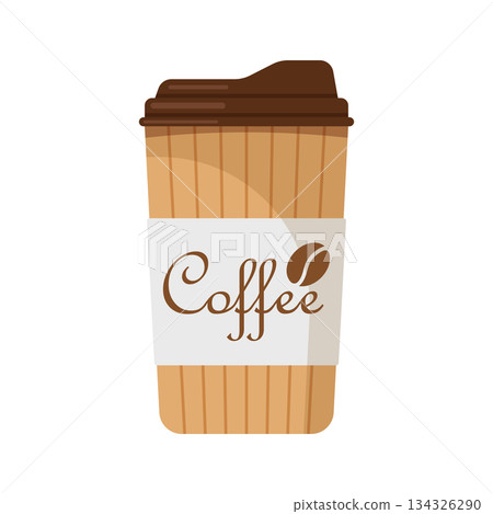 Coffee drink icon in flat style. Tea, cappuccino, latte vector illustration on isolated background. Paper cup sign business concept. 134326290