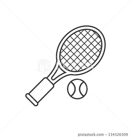 Tennis racket icon in flat style. Gaming racquet vector illustration on isolated background. Sport activity sign business concept. Tennis racket icon in flat style. Gaming racquet vector illustration on isolated background. Sport activity sign business concept. 134326309