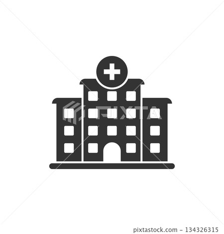 Hospital building icon in flat style. Medical clinic vector illustration on isolated background. Medicine sign business concept. 134326315