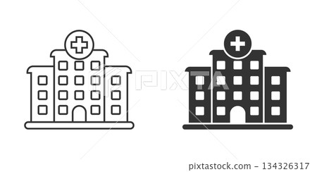 Hospital building icon in flat style. Medical clinic vector illustration on isolated background. Medicine sign business concept. Hospital building icon in flat style. Medical clinic vector illustration on isolated background. Medicine sign business concept. 134326317