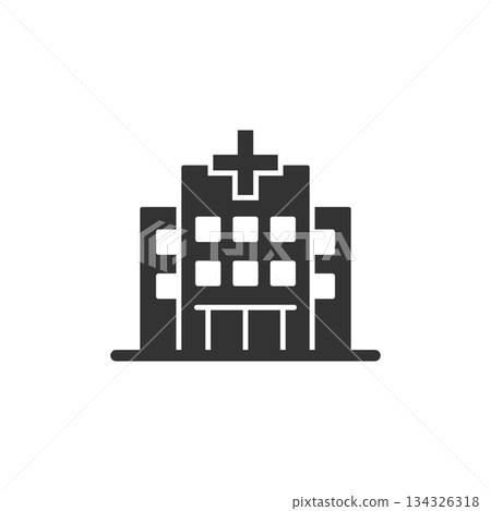 Hospital building icon in flat style. Medical clinic vector illustration on isolated background. Medicine sign business concept. Hospital building icon in flat style. Medical clinic vector illustration on isolated background. Medicine sign business concept. 134326318