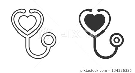 Stethoscope icon in flat style. Heart diagnostic vector illustration on isolated background. Medicine sign business concept. Stethoscope icon in flat style. Heart diagnostic vector illustration on isolated background. Medicine sign business concept. 134326325