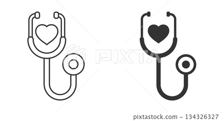 Stethoscope icon in flat style. Heart diagnostic vector illustration on isolated background. Medicine sign business concept. Stethoscope icon in flat style. Heart diagnostic vector illustration on isolated background. Medicine sign business concept. 134326327