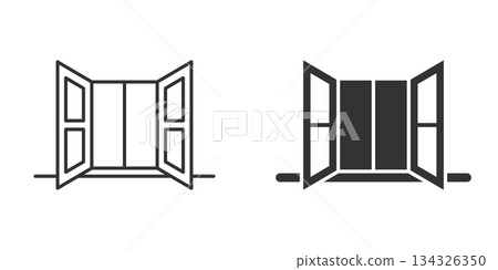 Window icon in flat style. Casement vector illustration on isolated background. House interior sign business concept. Window icon in flat style. Casement vector illustration on isolated background. House interior sign business concept. 134326350