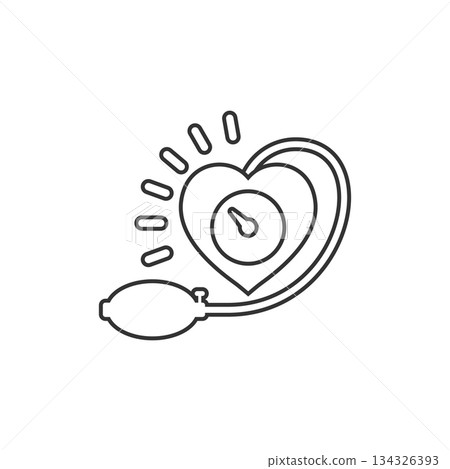 Arterial blood pressure icon in flat style. Heartbeat monitor vector illustration on isolated background. Pulse diagnosis sign business concept. 134326393