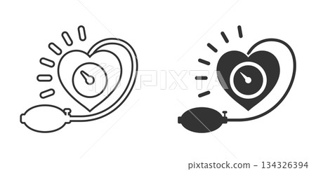 Arterial blood pressure icon in flat style. Heartbeat monitor vector illustration on isolated background. Pulse diagnosis sign business concept. Arterial blood pressure icon in flat style. Heartbeat monitor vector illustration on isolated background. Pulse diagnosis sign business concept. 134326394