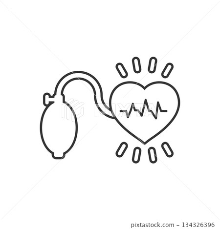 Arterial blood pressure icon in flat style. Heartbeat monitor vector illustration on isolated background. Pulse diagnosis sign business concept. 134326396
