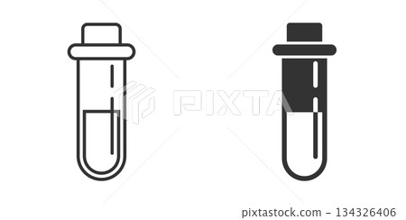 Blood in test tube icon in flat style. Laboratory flask vector illustration on isolated background. Liquid in beaker sign business concept. Blood in test tube icon in flat style. Laboratory flask vector illustration on isolated background. Liquid in beaker sign business concept. 134326406