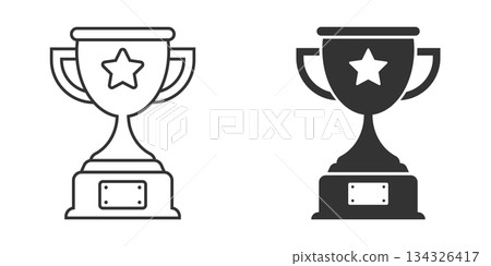 Trophy cup icon in flat style. Goblet prize vector illustration on isolated background. Award sign business concept. Trophy cup icon in flat style. Goblet prize vector illustration on isolated background. Award sign business concept. 134326417