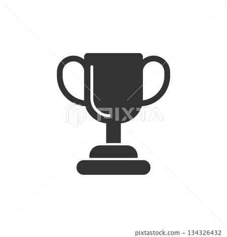 Trophy cup icon in flat style. Goblet prize vector illustration on isolated background. Award sign business concept. 134326432