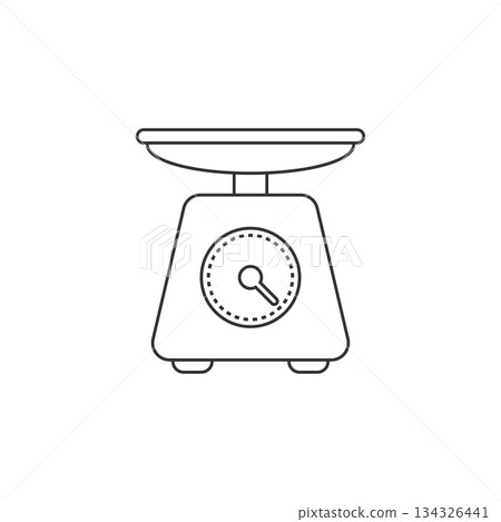 Bathroom weight scale icon in flat style. Mass measurement vector illustration on isolated background. Overweight sign business concept. 134326441