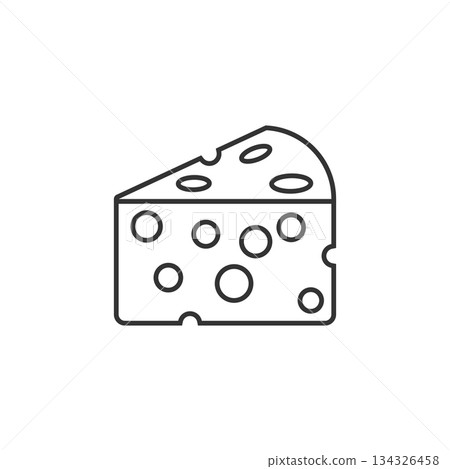 Cheese slice icon in flat style. Milk food vector illustration on isolated background. Breakfast sign business concept. 134326458