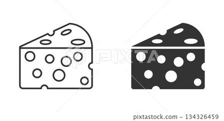 Cheese slice icon in flat style. Milk food vector illustration on isolated background. Breakfast sign business concept. 134326459