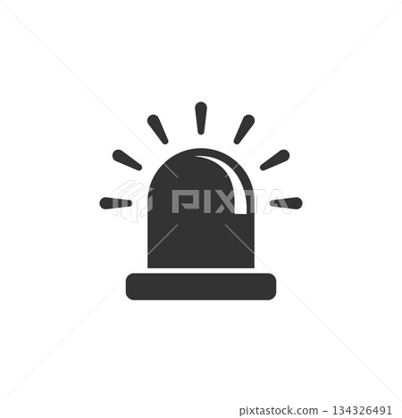 Emergency alarm icon in flat style. Alert lamp vector illustration on isolated background. Police urgency sign business concept. 134326491