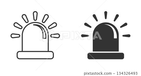 Emergency alarm icon in flat style. Alert lamp vector illustration on isolated background. Police urgency sign business concept. Emergency alarm icon in flat style. Alert lamp vector illustration on isolated background. Police urgency sign business concept. 134326493