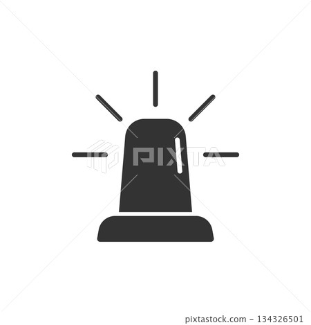 Emergency alarm icon in flat style. Alert lamp vector illustration on isolated background. Police urgency sign business concept. 134326501