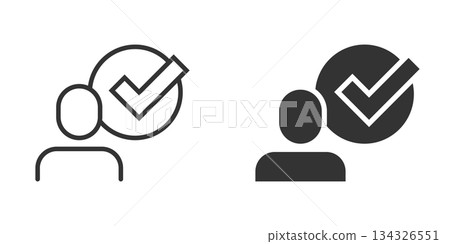 Organization management icon in flat style. People with check mark vector illustration on white isolated background. Businessman business concept. 134326551