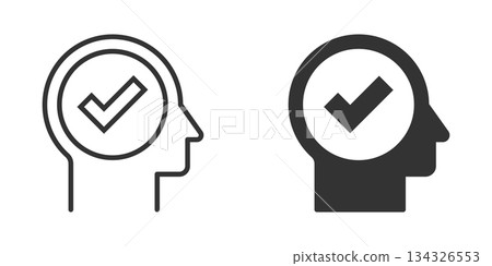 Organization management icon in flat style. People with check mark vector illustration on white isolated background. Businessman business concept. 134326553