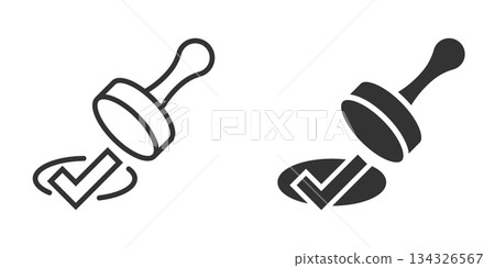 Approve stamp icon in flat style. Accept check mark vector illustration on white isolated background. Approval choice business concept. 134326567