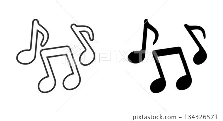 Music note icon in flat style. Song vector illustration on white isolated background. Musician sign business concept. Music note icon in flat style. Song vector illustration on white isolated background. Musician sign business concept. 134326571