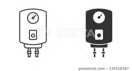 Gas boiler icon in flat style. Heater vector illustration on isolated background. Boiling sign business concept. Gas boiler icon in flat style. Heater vector illustration on isolated background. Boiling sign business concept. 134326587