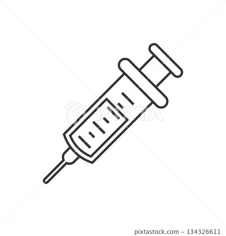 Syringe icon in flat style. Coronavirus vaccine inject vector illustration on isolated background. Covid-19 vaccination sign business concept. Syringe icon in flat style. Coronavirus vaccine inject vector illustration on isolated background. Covid-19 vaccination sign business concept. 134326611