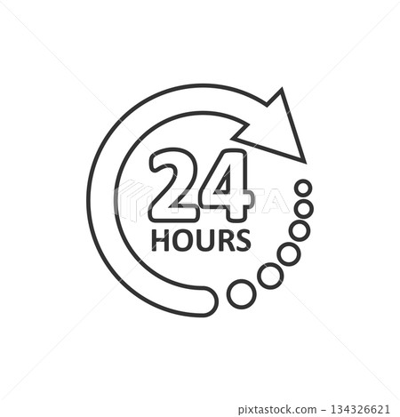 24 hours service icon in flat style. All day business and service vector illustration on isolated background. Quick service time sign business concept. 24 hours service icon in flat style. All day business and service vector illustration on isolated background. Quick service time sign business concept. 134326621