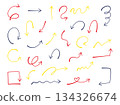 Doodle style arrows, hand-drawn color pen style decoration set 134326674