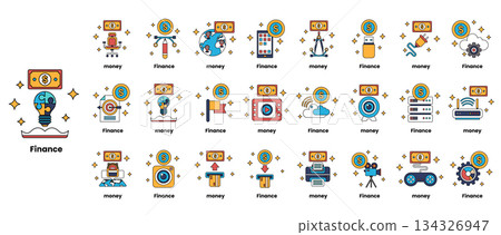 A collection of finance related icons A collection of finance related icons 134326947