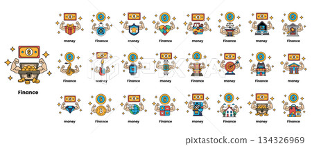 A collection of finance symbols and icons A collection of finance symbols and icons 134326969