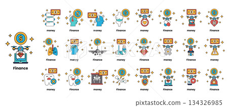 A collection of money related icons A collection of money related icons 134326985