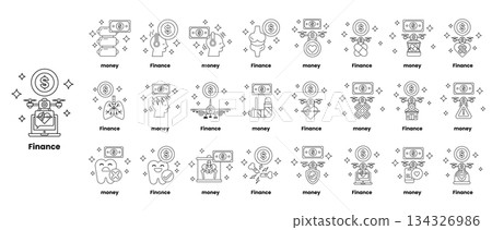A collection of money related icons A collection of money related icons 134326986