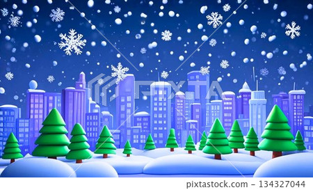 Clay style snowy cityscape Clay style snowy cityscape 134327044