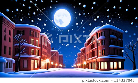 Clay style snowy cityscape Clay style snowy cityscape 134327045