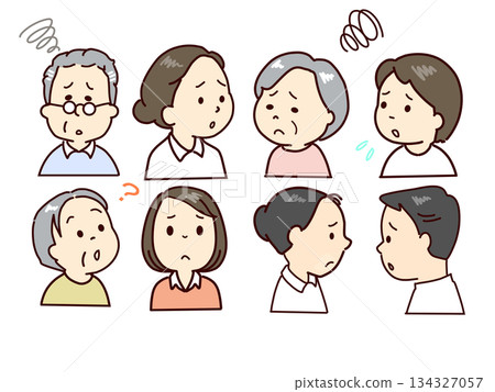 老人、福利工作人員面部表情集 老人、福利工作人員面部表情集 134327057