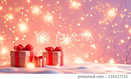 Clay-style glittering Christmas present image 134327132